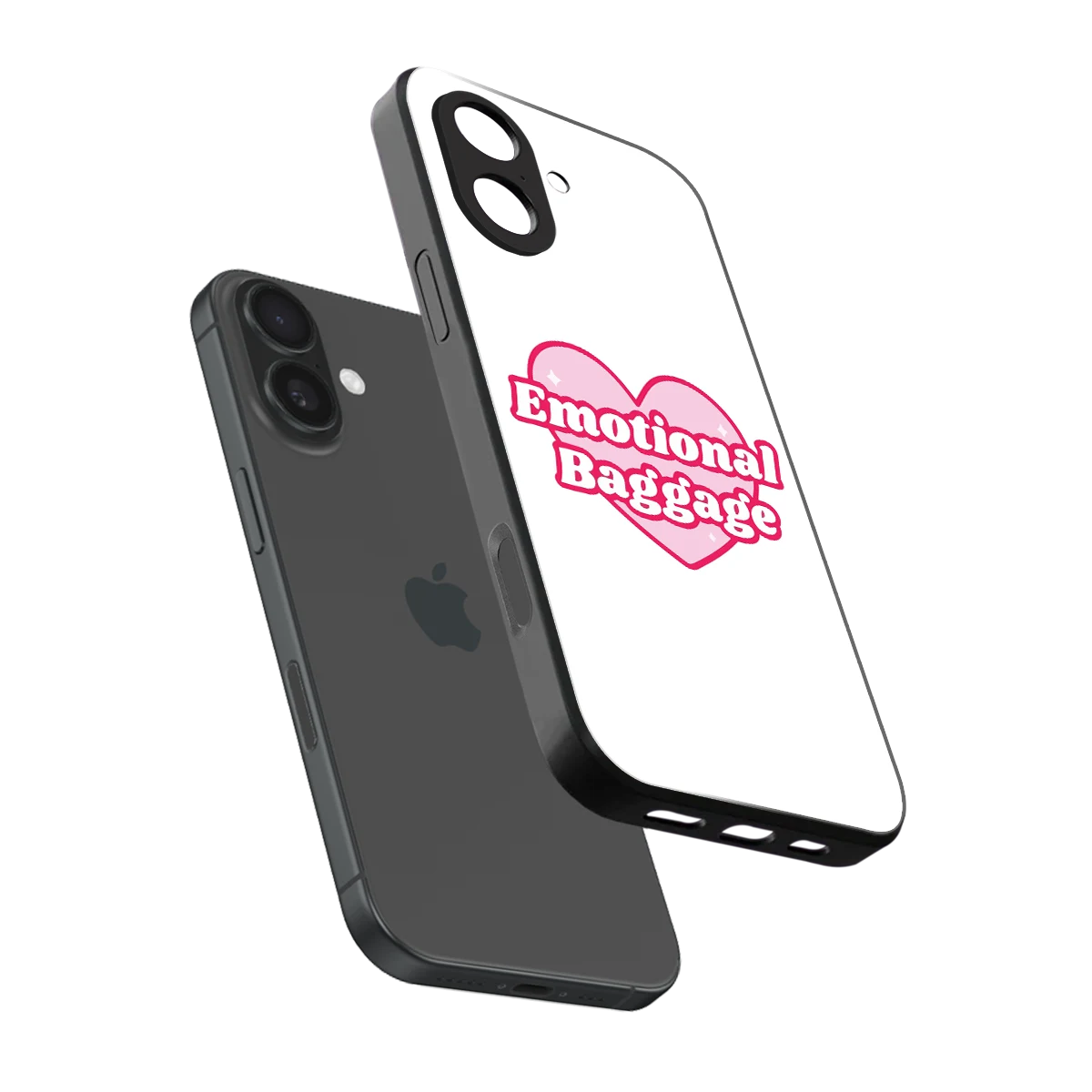 Emotional Baggage sleek iphone 17 cover with tempered glass back and TPU edges