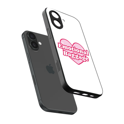 Emotional Baggage sleek iphone 17 cover with tempered glass back and TPU edges
