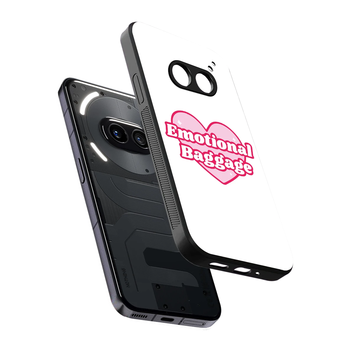 Emotional Baggage sleek nothing phone 2a plus cover with tempered glass back and TPU edges