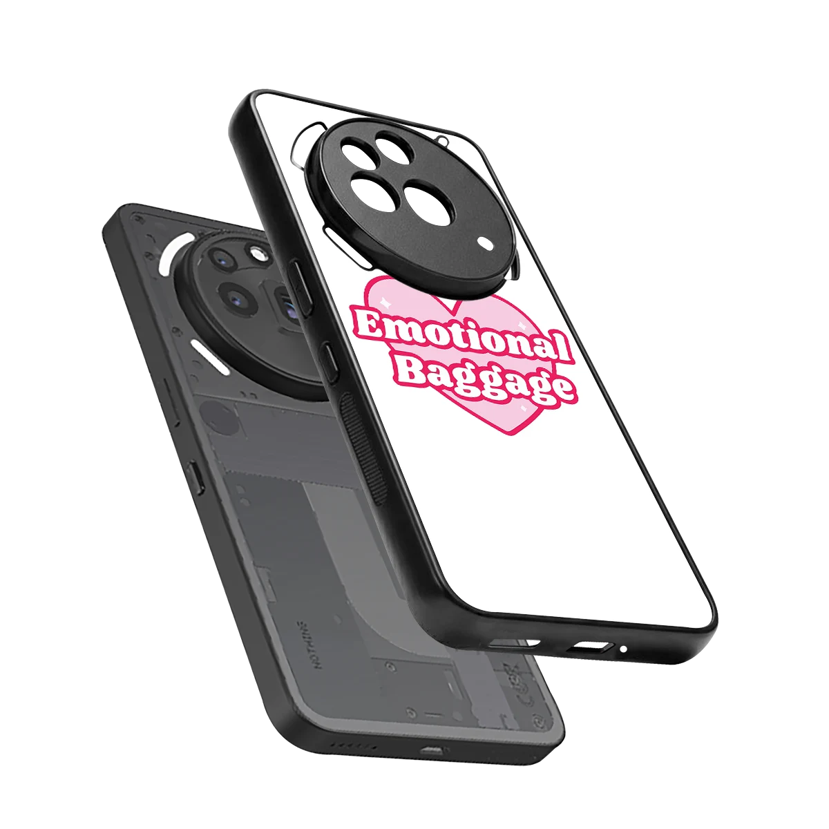 Emotional Baggage sleek nothing phone 3a pro cover with tempered glass back and TPU edges