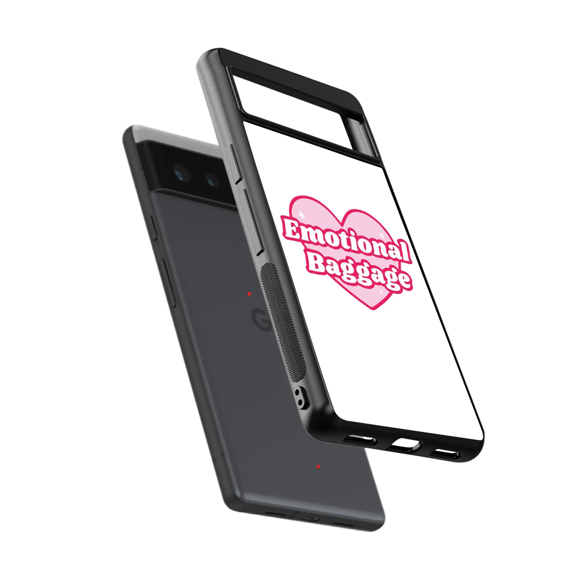 Emotional Baggage sleek google pixel 6a cover with tempered glass back and TPU edges