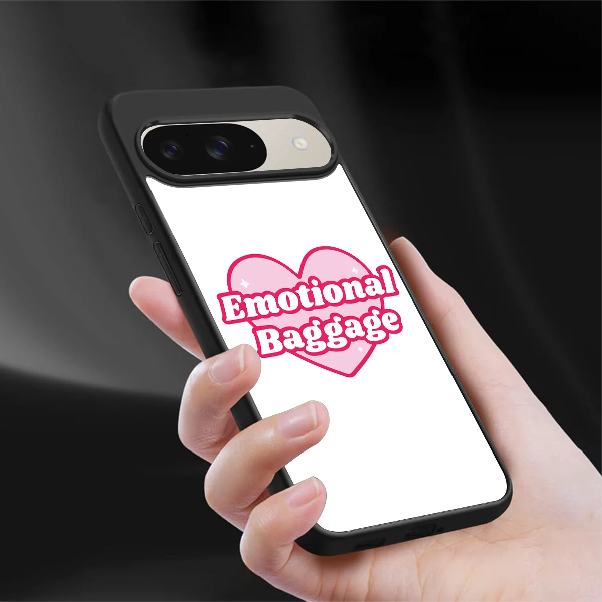 Emotional Baggage sleek google pixel 9 cover with tempered glass back and TPU edges