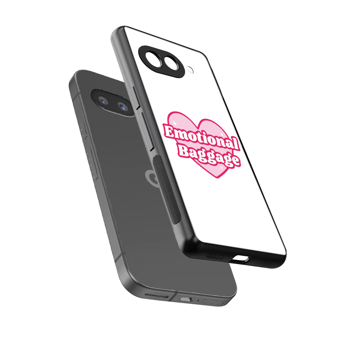 Emotional Baggage sleek google pixel 10a cover with tempered glass back and TPU edges