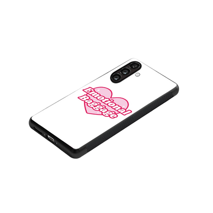 Emotional Baggage stylish phone case for samsung galaxy f34 5g | glossy glass and slim fit