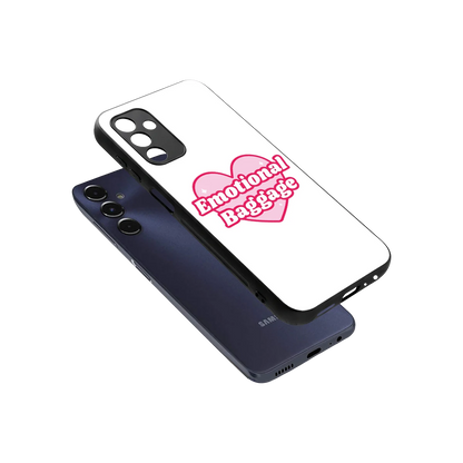Emotional Baggage sleek samsung galaxy m14 5g cover with tempered glass back and TPU edges