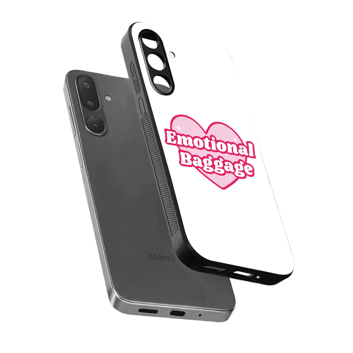 Emotional Baggage sleek samsung galaxy m56 5g cover with tempered glass back and TPU edges