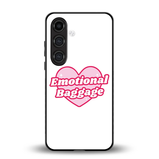 Emotional Baggage back phone cover | glass case for samsung galaxy s24 plus
