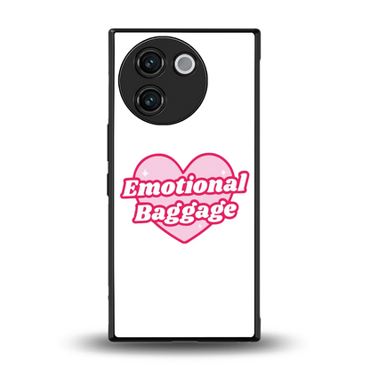 Emotional Baggage back phone cover | glass case for vivo v30e