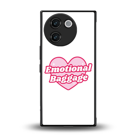 Emotional Baggage back phone cover | glass case for vivo v30e