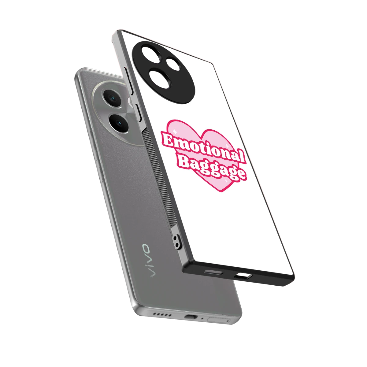 Emotional Baggage sleek vivo v30e cover with tempered glass back and TPU edges