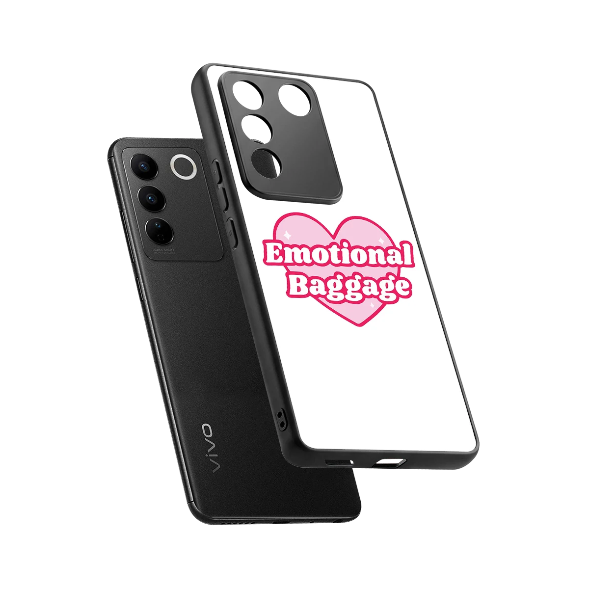 Emotional Baggage sleek vivo v27 5g cover with tempered glass back and TPU edges