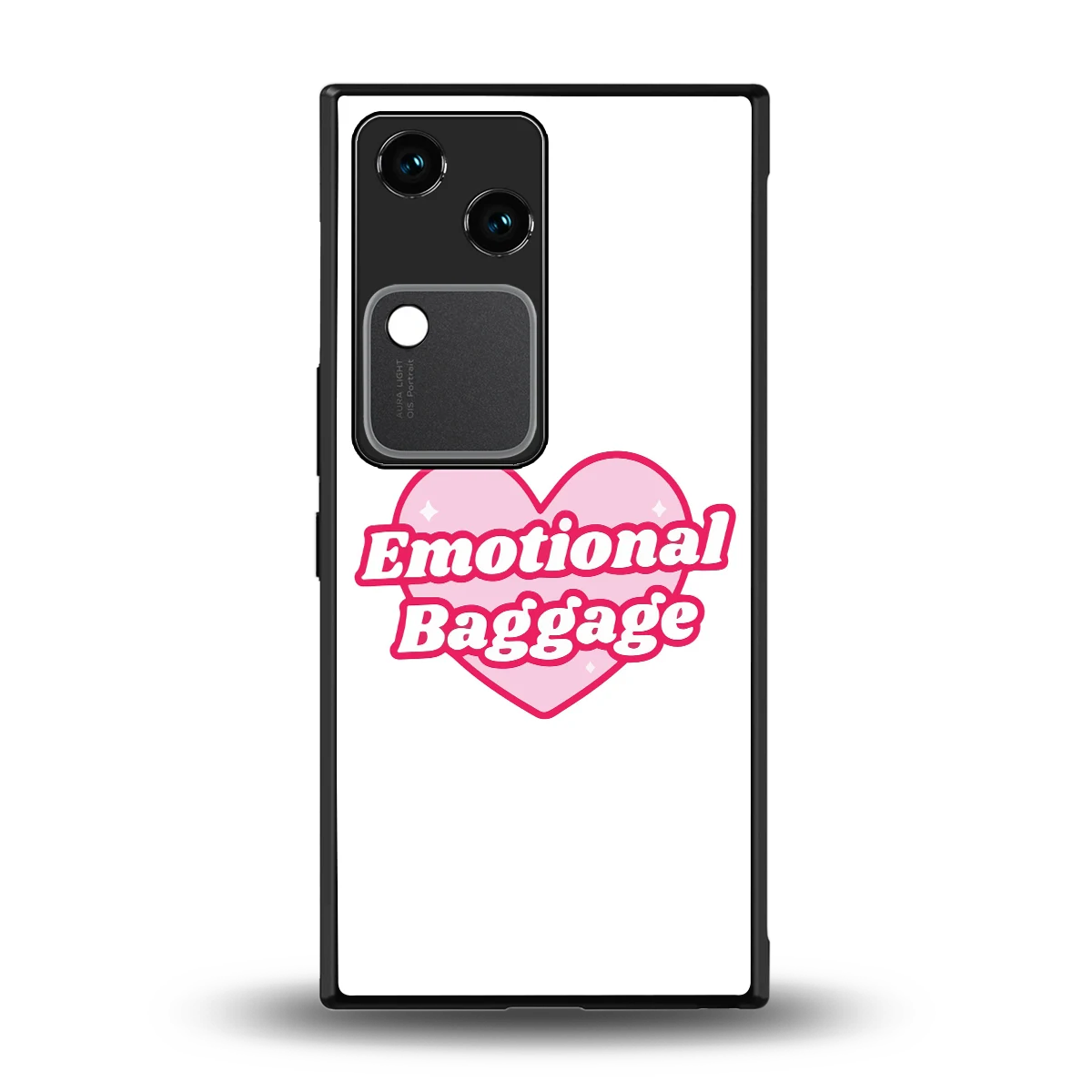 Emotional Baggage back phone cover | glass case for vivo v30