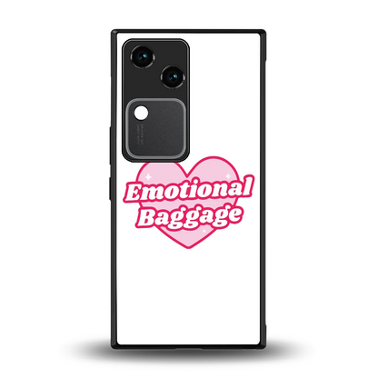 Emotional Baggage back phone cover | glass case for vivo v30