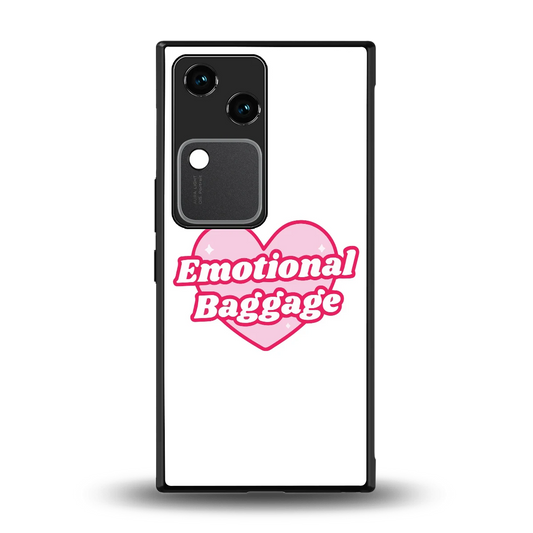 Emotional Baggage back phone cover | glass case for vivo v30