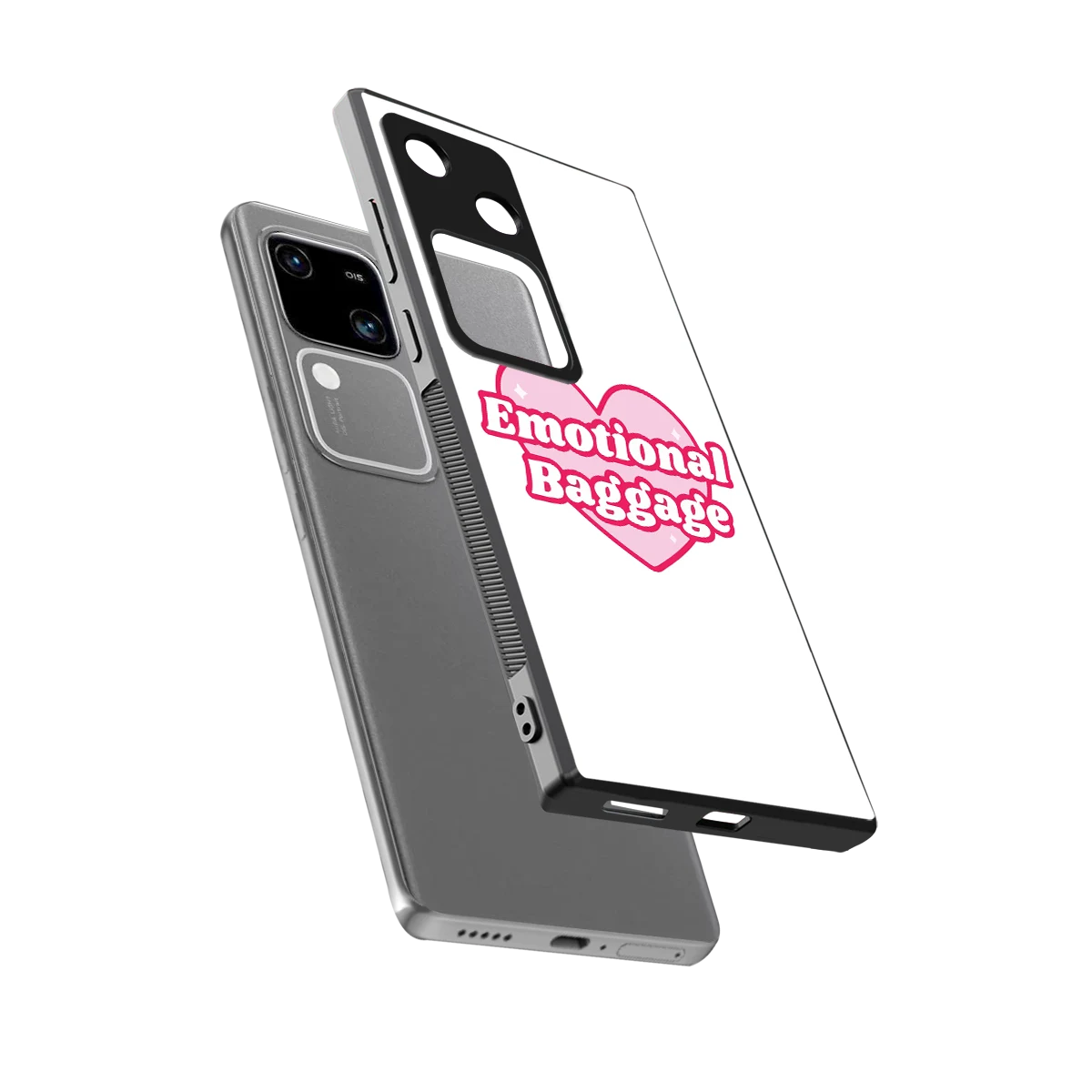 Emotional Baggage sleek vivo v30 cover with tempered glass back and TPU edges