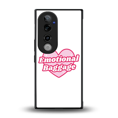 Emotional Baggage back phone cover | glass case for vivo v40 pro