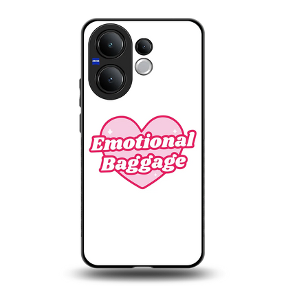Emotional Baggage back phone cover | glass case for vivo v60