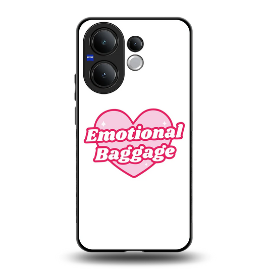 Emotional Baggage back phone cover | glass case for vivo v60