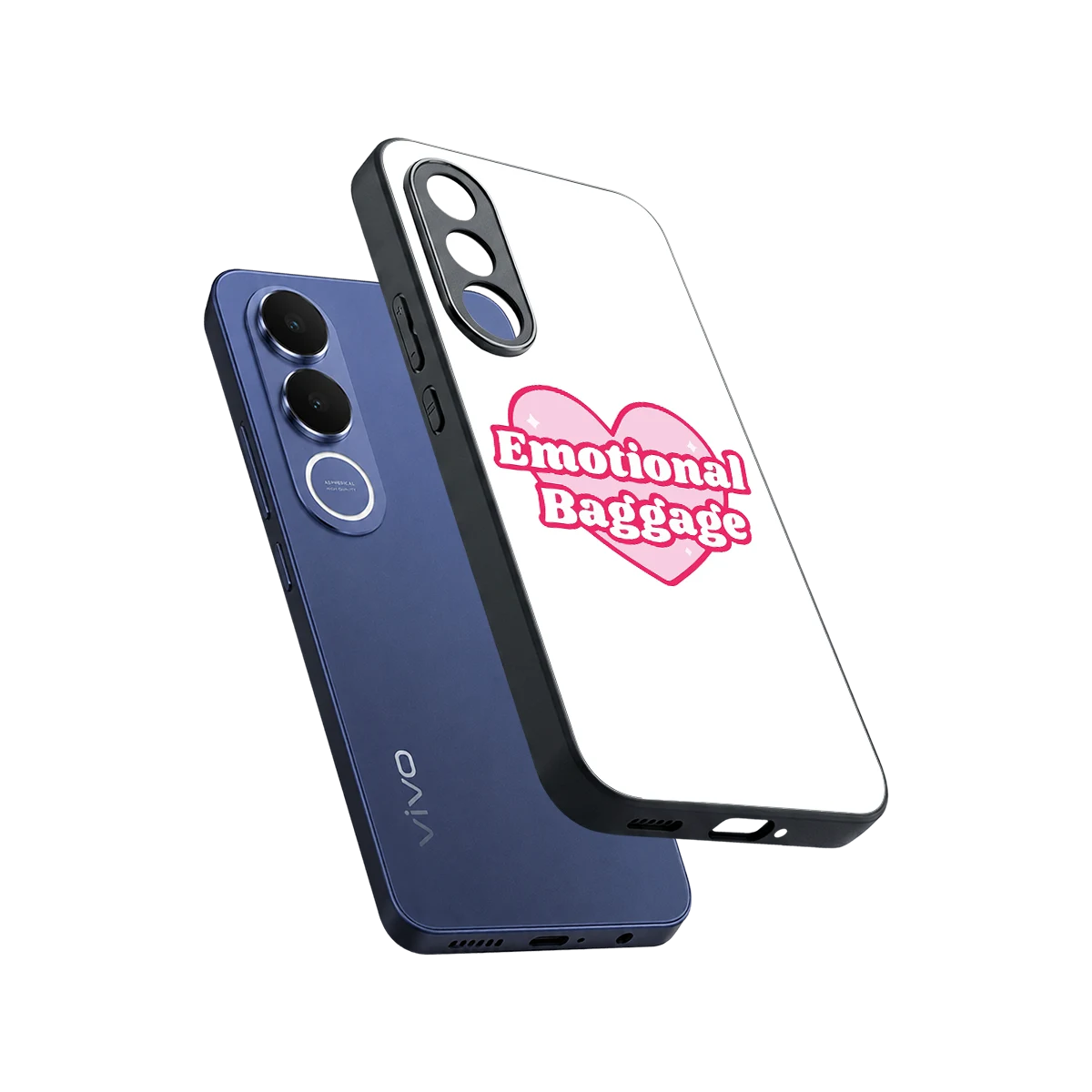Emotional Baggage sleek vivo v70 fe cover with tempered glass back and TPU edges
