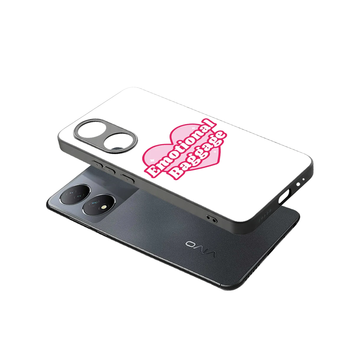 Emotional Baggage sleek Vivo-y100 cover with tempered glass back and TPU edges