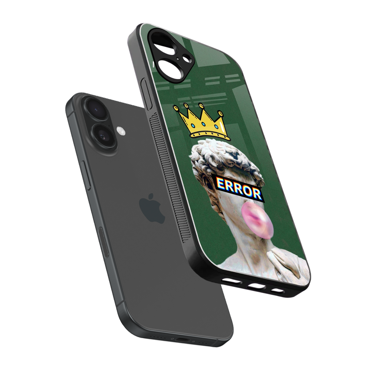 Error sleek iPhone 16 cover with tempered glass back and TPU edges