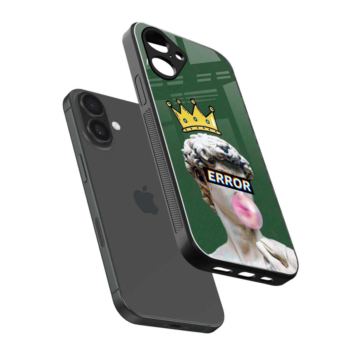Error sleek iPhone 16 cover with tempered glass back and TPU edges