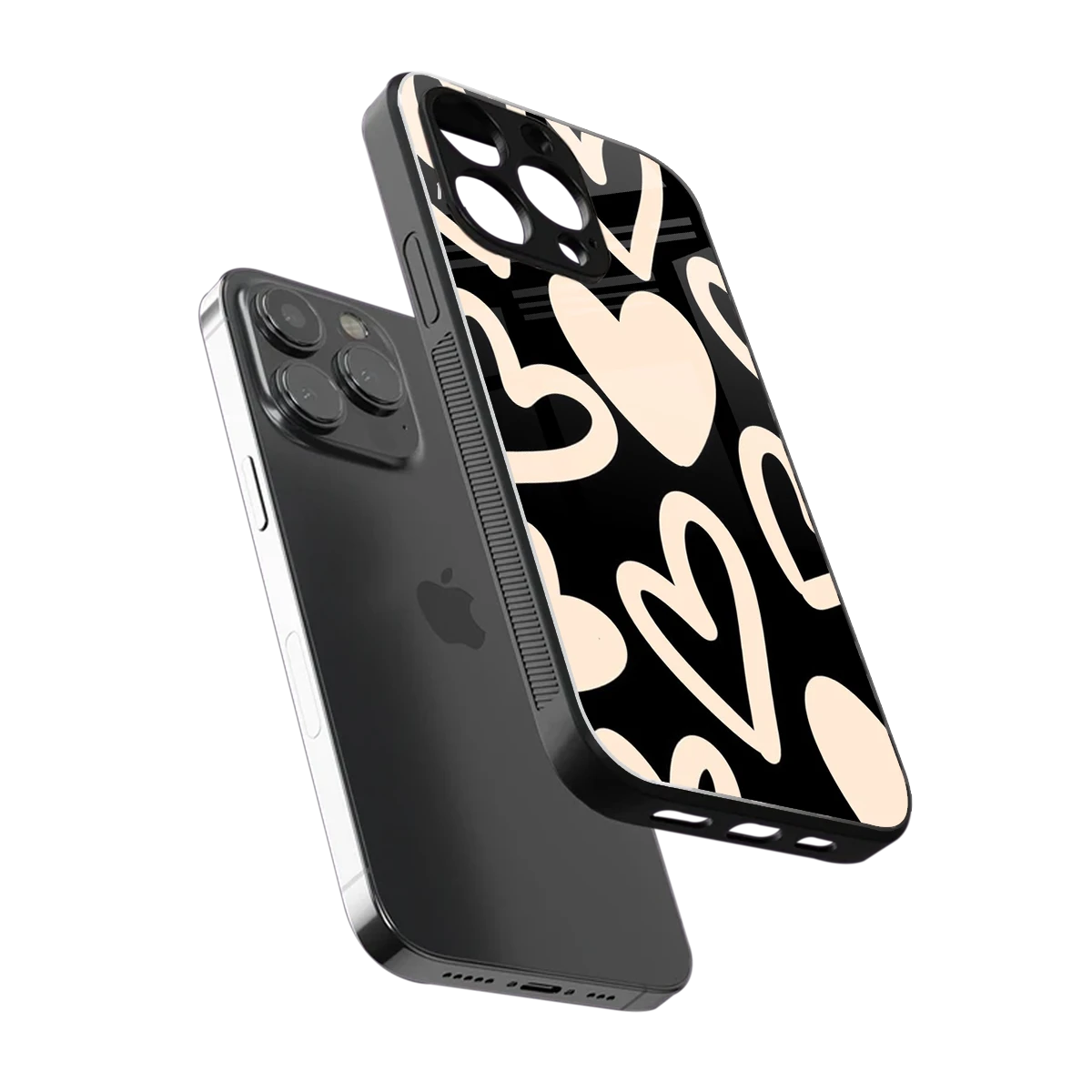 Eternal Hearts sleek iphone 15 pro max cover with tempered glass back and TPU edges