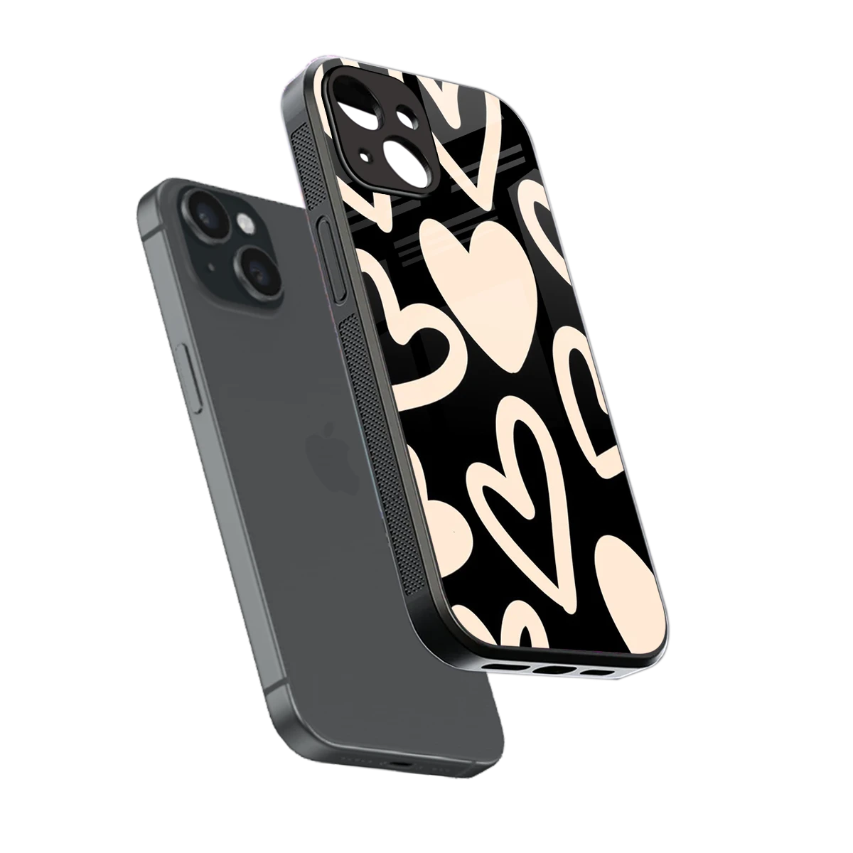 Eternal Hearts sleek iphone 15 cover with tempered glass back and TPU edges