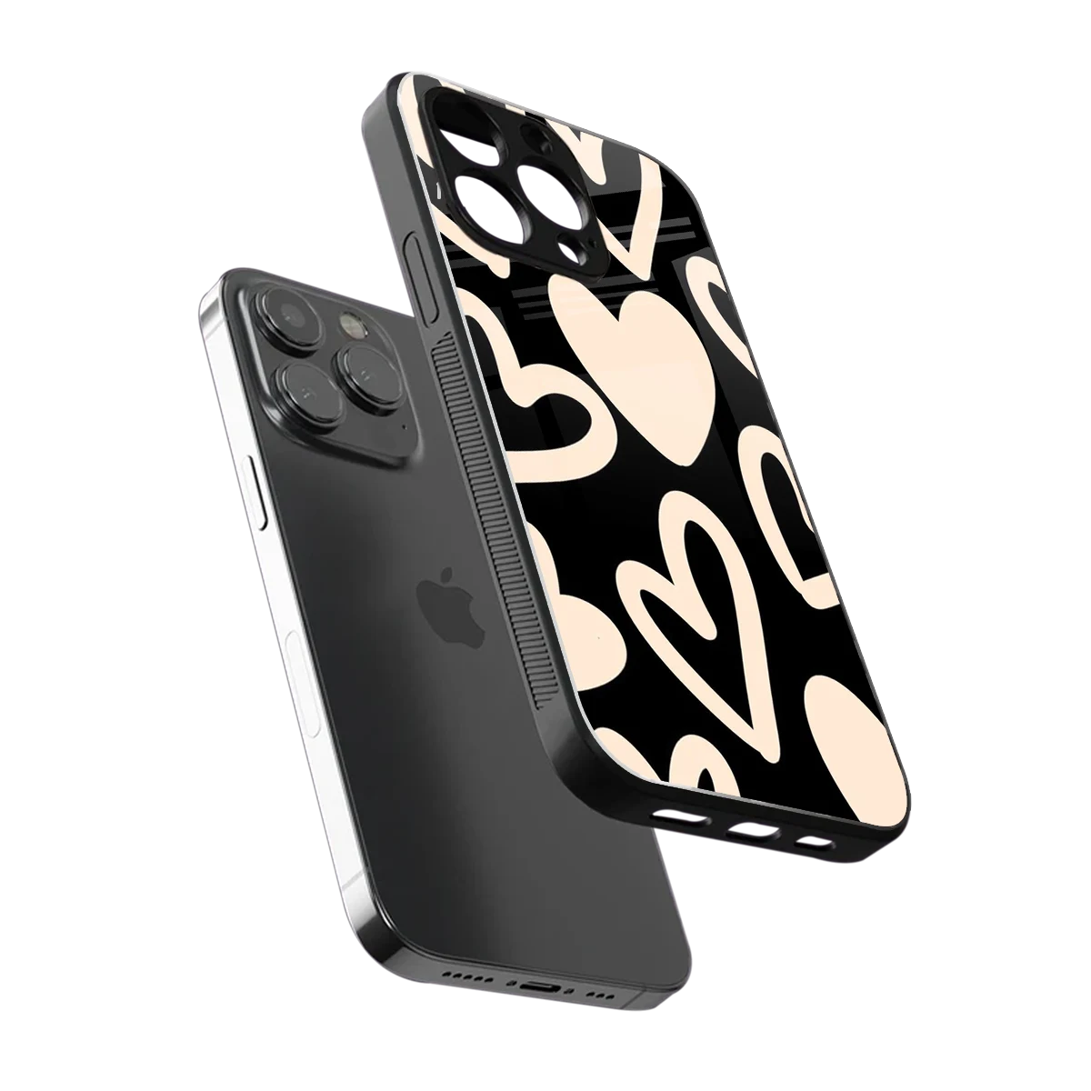 Eternal Hearts sleek iphone 16 pro max cover with tempered glass back and TPU edges