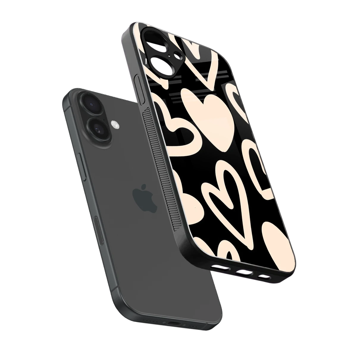 Eternal Hearts sleek iPhone 16 cover with tempered glass back and TPU edges