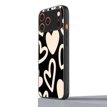 Eternal Hearts iphone 17 pro max mobile cover | shockproof glass phone case
