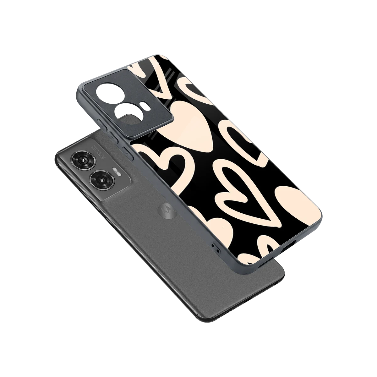 Eternal Hearts sleek motorola edge 50 fusion cover with tempered glass back and TPU edges