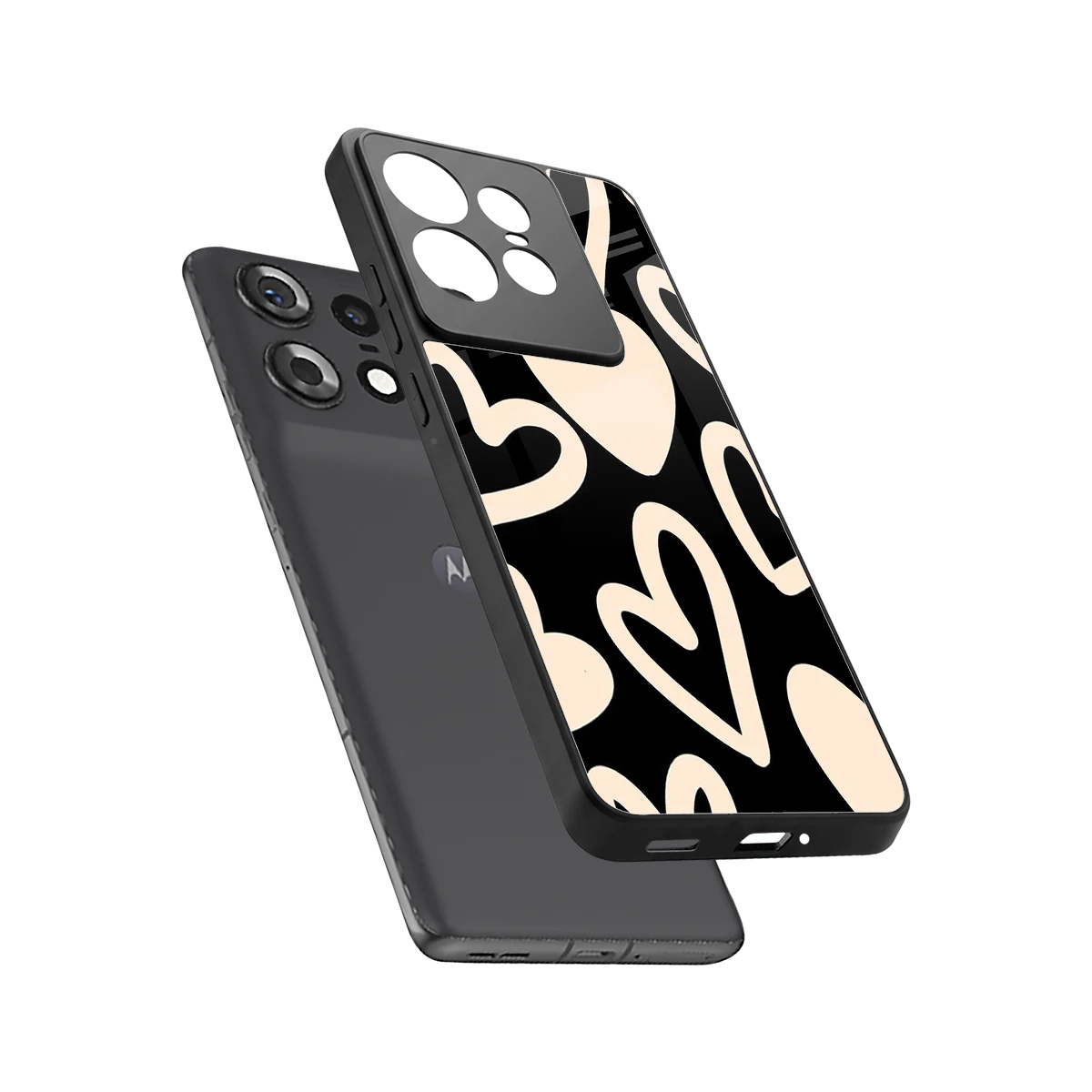 Eternal Hearts sleek motorola edge 50 pro cover with tempered glass back and TPU edges