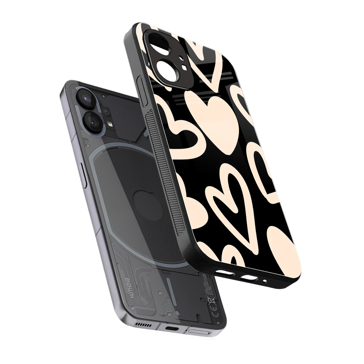 Eternal Hearts sleek nothing phone 1 cover with tempered glass back and TPU edges