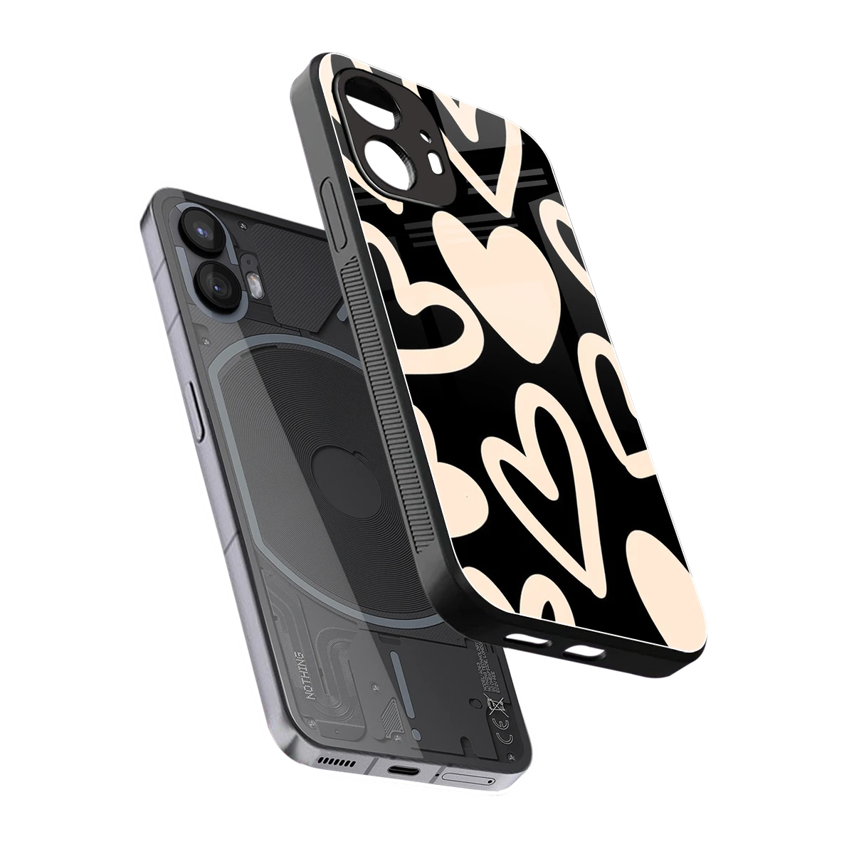 Eternal Hearts sleek nothing phone 2 cover with tempered glass back and TPU edges