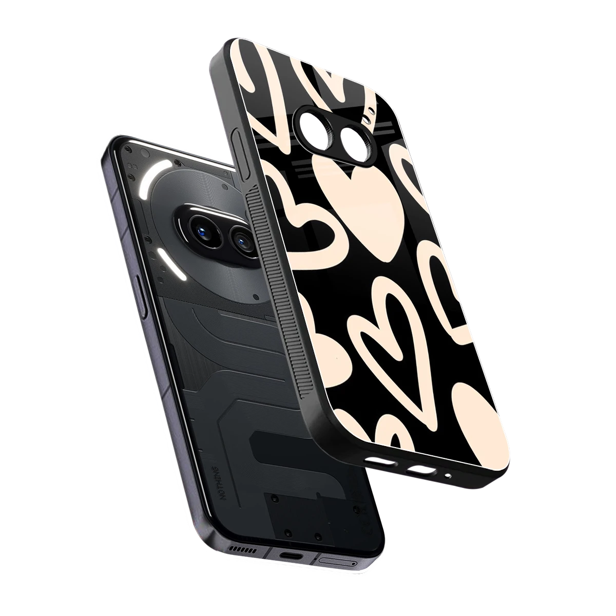 Eternal Hearts sleek nothing phone 2a cover with tempered glass back and TPU edges