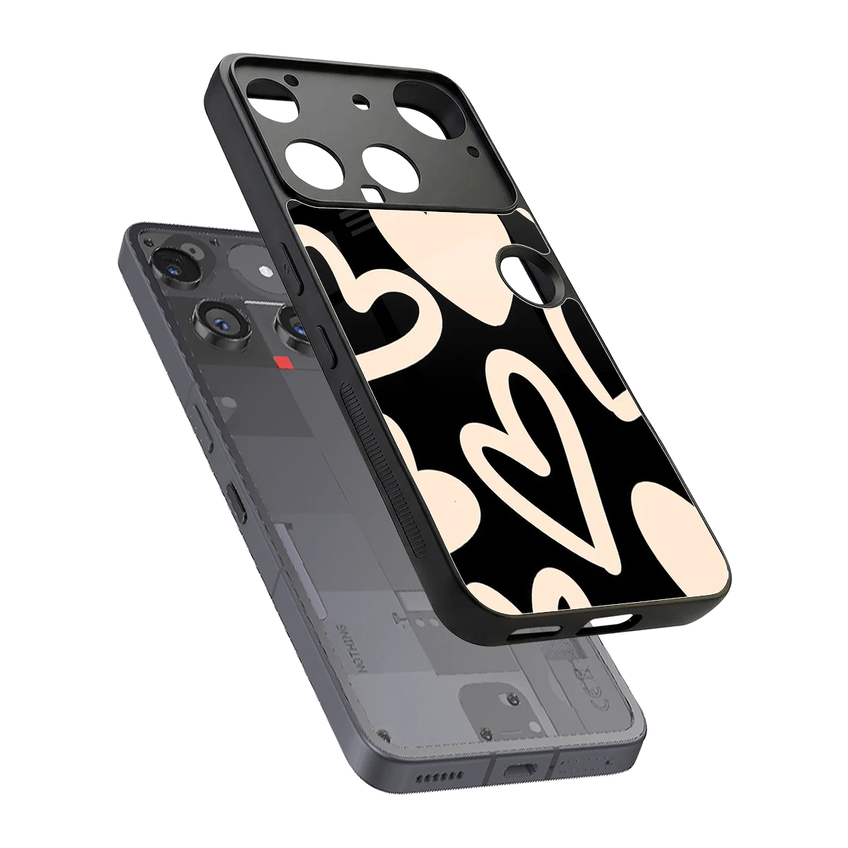 Eternal Hearts sleek nothing phone 3 cover with tempered glass back and TPU edges