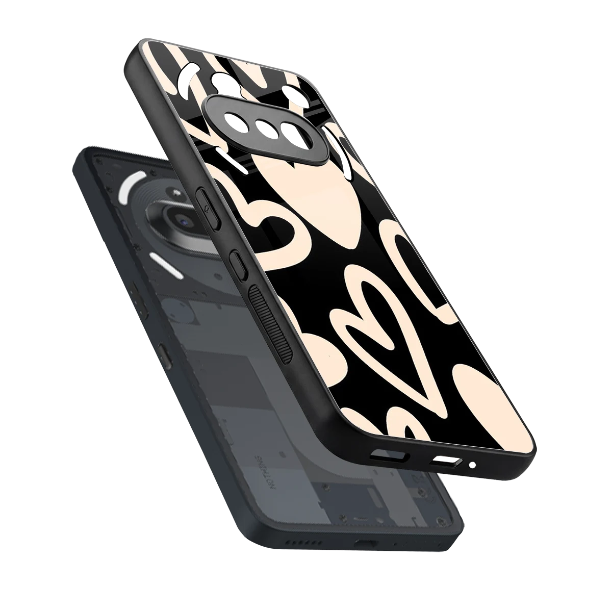 Eternal Hearts sleek nothing phone 3a cover with tempered glass back and TPU edges