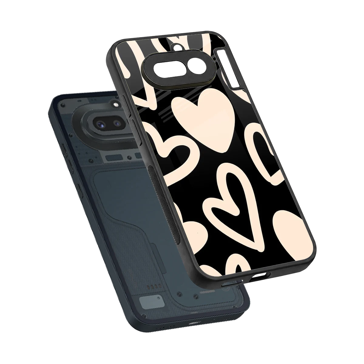 Eternal Hearts sleek nothing phone 4a cover with tempered glass back and TPU edges