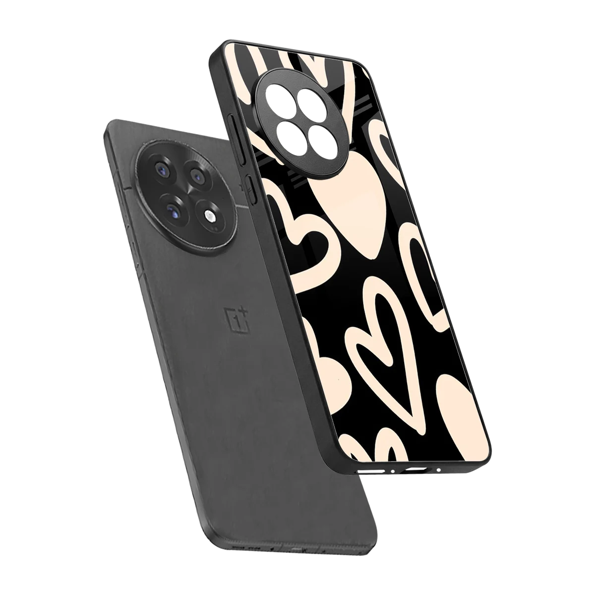 Eternal Hearts sleek oneplus 13r cover with tempered glass back and TPU edges