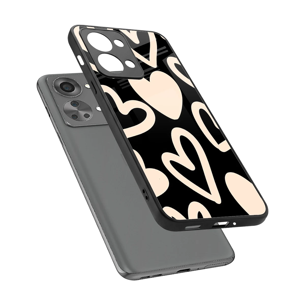 Eternal Hearts sleek oneplus nord 2t cover with tempered glass back and TPU edges