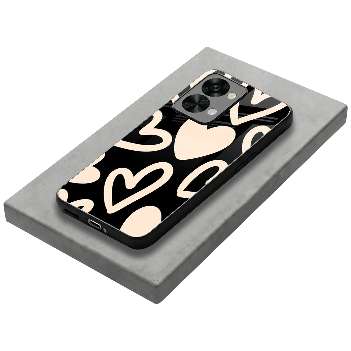 Eternal Hearts stylish phone case for oneplus nord 2t | glossy glass and slim fit