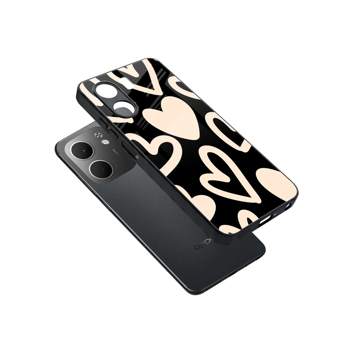 Eternal Hearts sleek oppo a5x 5g cover with tempered glass back and TPU edges