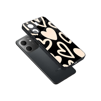 Eternal Hearts sleek oppo a5x 5g cover with tempered glass back and TPU edges
