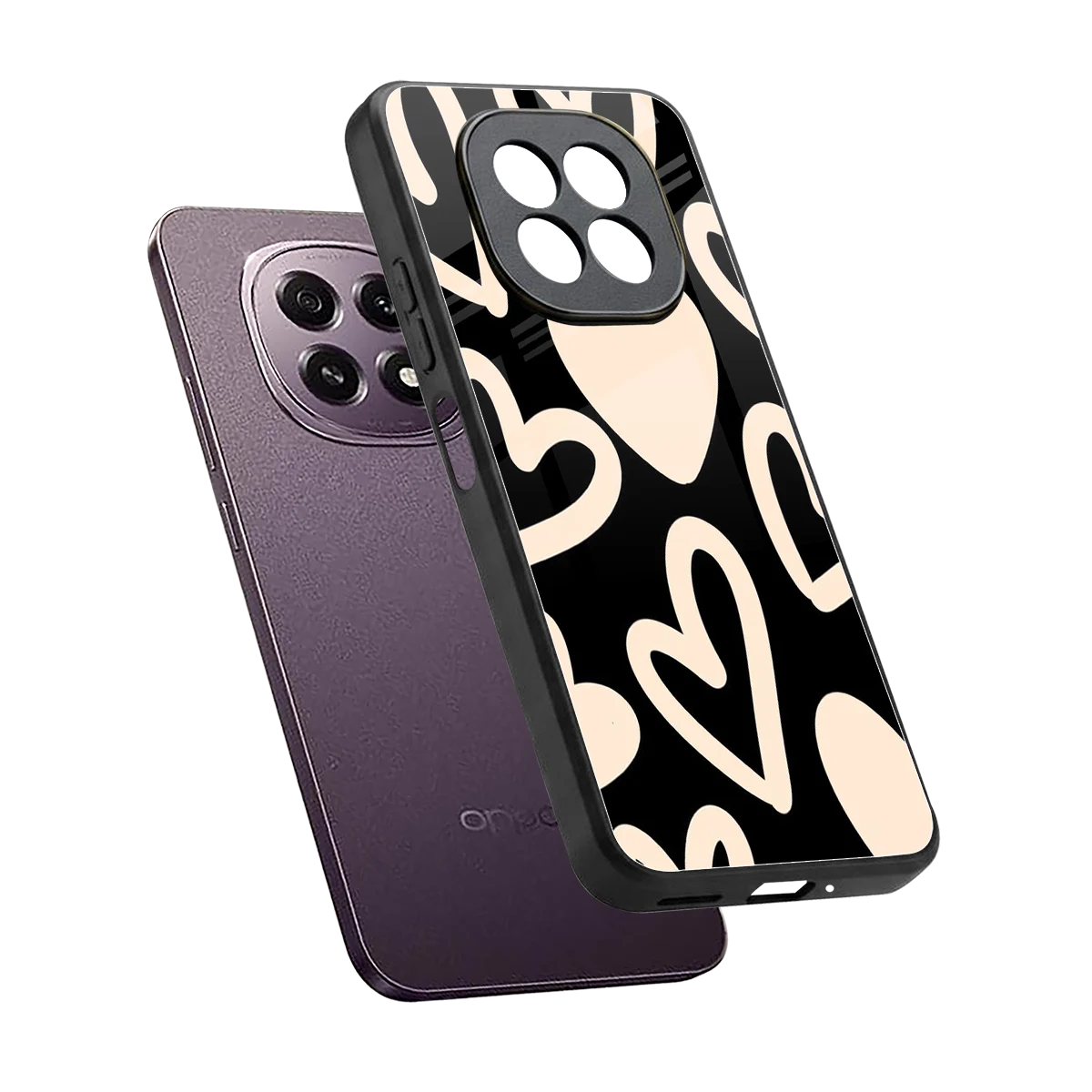 Eternal Hearts sleek oppo f29 5g cover with tempered glass back and TPU edges