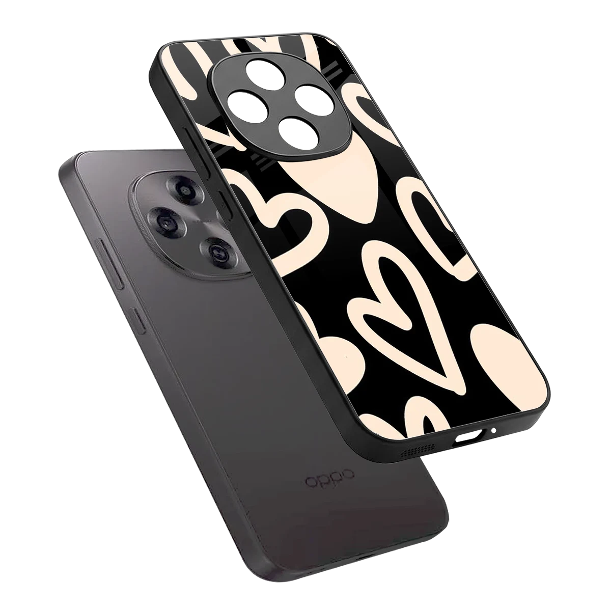 Eternal Hearts sleek oppo f31 pro 5g cover with tempered glass back and TPU edges