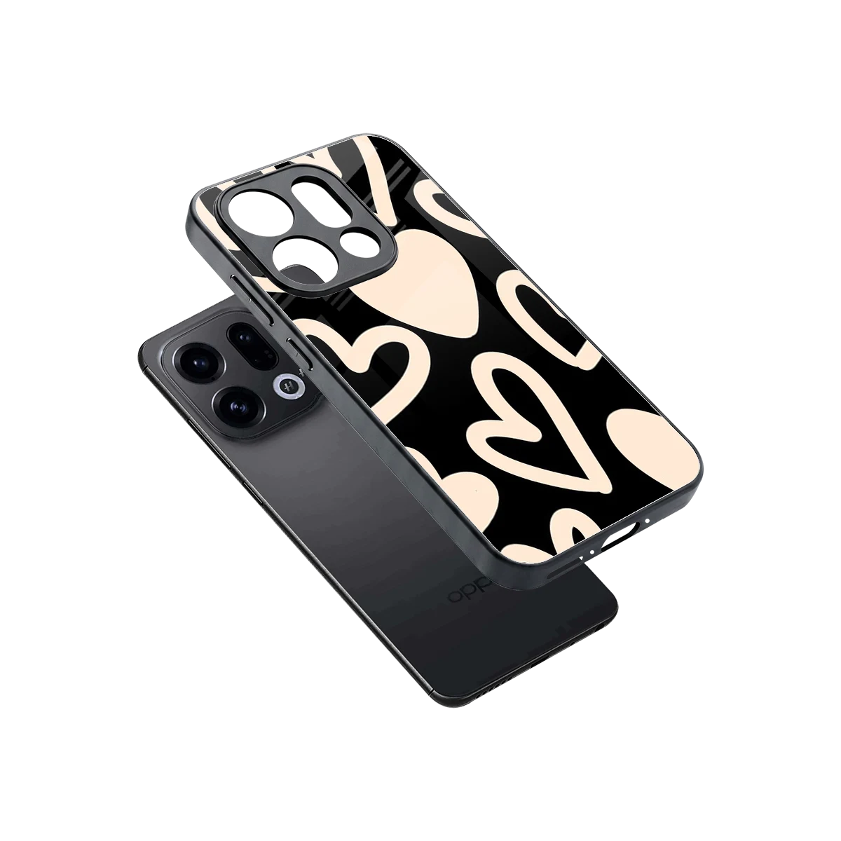 Eternal Hearts sleek oppo find x9 cover with tempered glass back and TPU edges