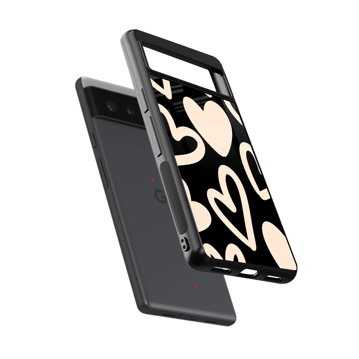 Eternal Hearts sleek google pixel 6a cover with tempered glass back and TPU edges