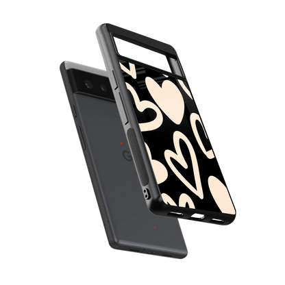 Eternal Hearts sleek google pixel 6a cover with tempered glass back and TPU edges