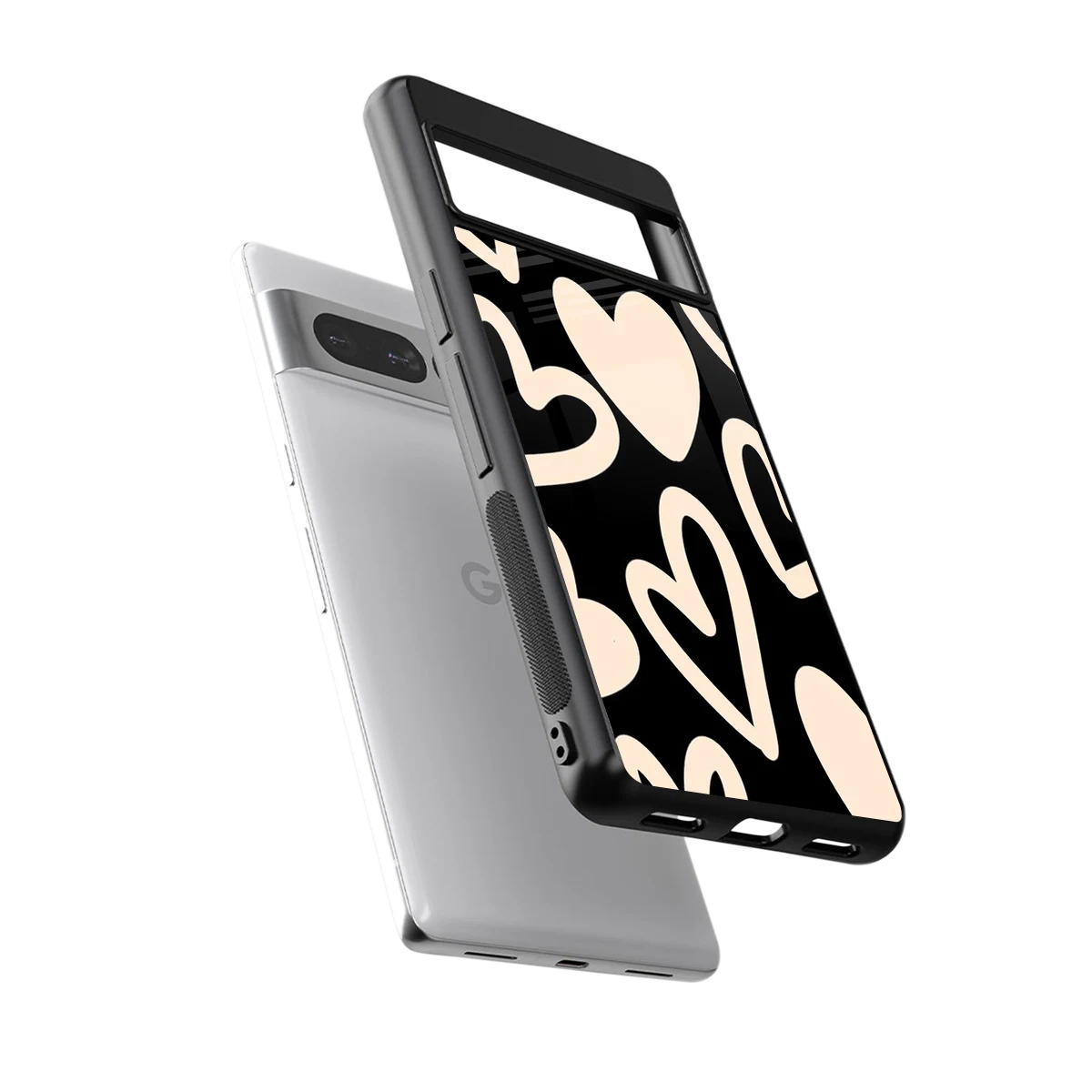 Eternal Hearts sleek google pixel 7 pro cover with tempered glass back and TPU edges